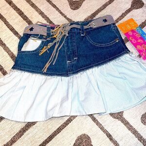 Denim and gingham mini skirt w/belt NWT Sz 4T